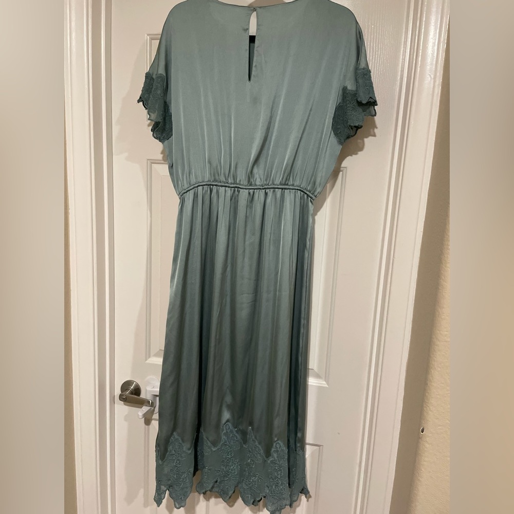 Zara Satin Lace Midi Slip Dress in Mint